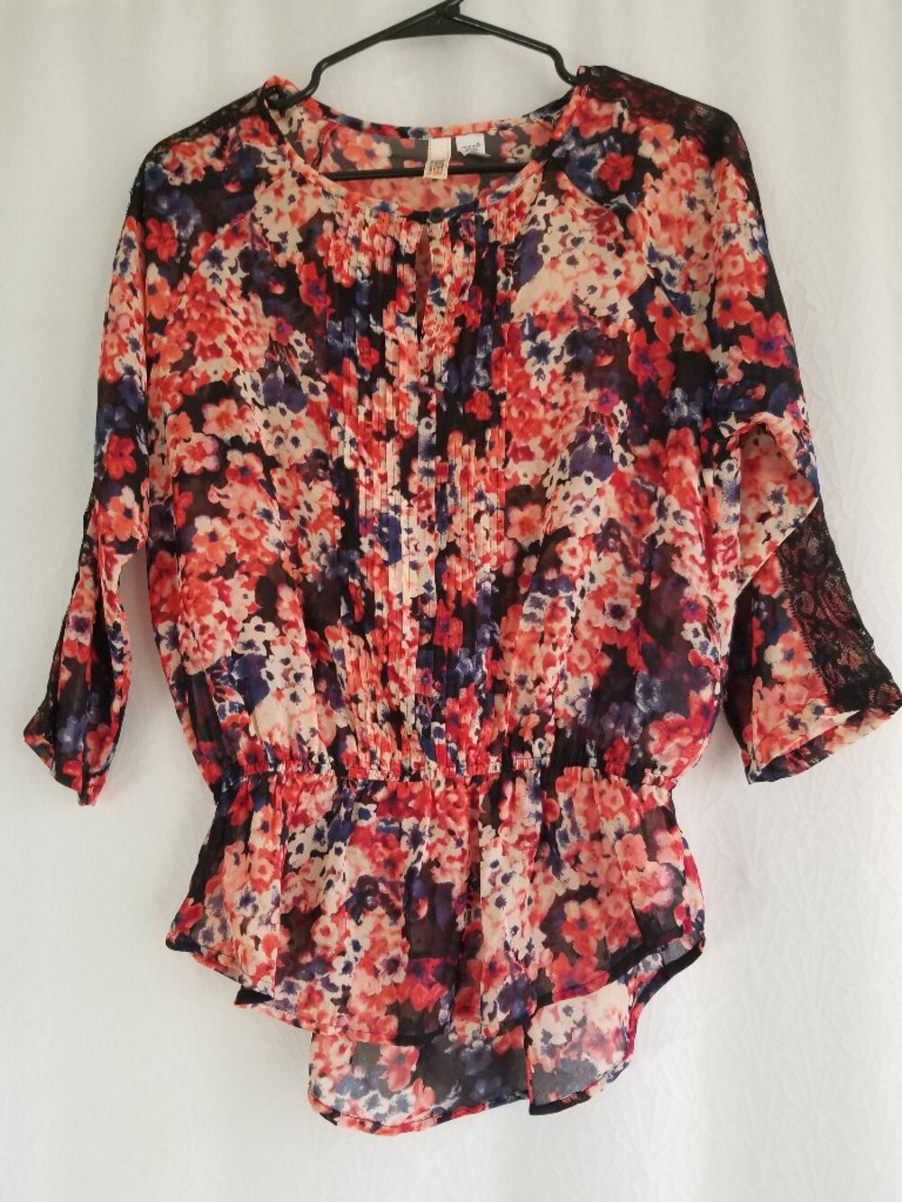 Route 66 Lace Floral Sheer Blouse Medium